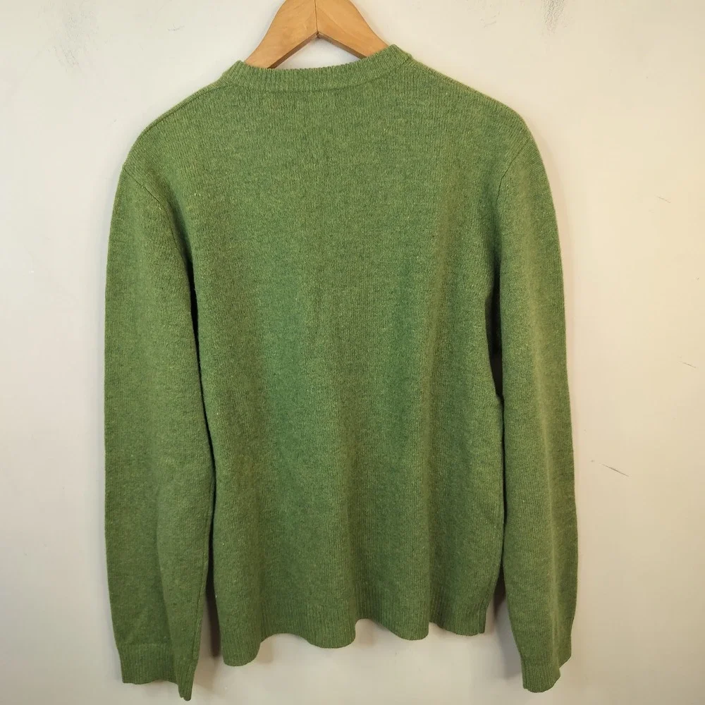 Structure Vintage Lambs Wool Sweater Medium Mens Preppy Green V Neck